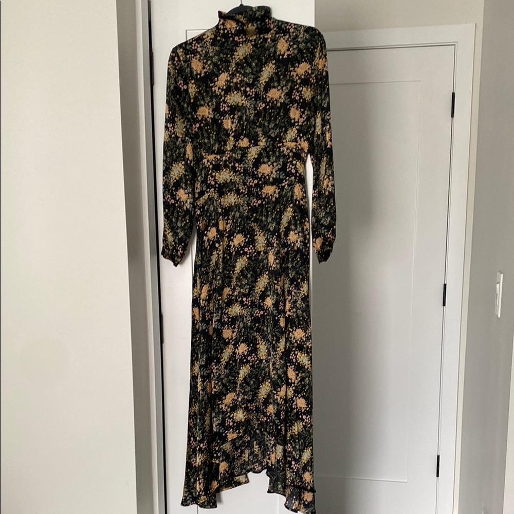 Zara Black and floral Long Sleeve dress